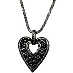 Brighton Retired Bellismo Basket Weave Heart Pendant Necklace Boho Preppy